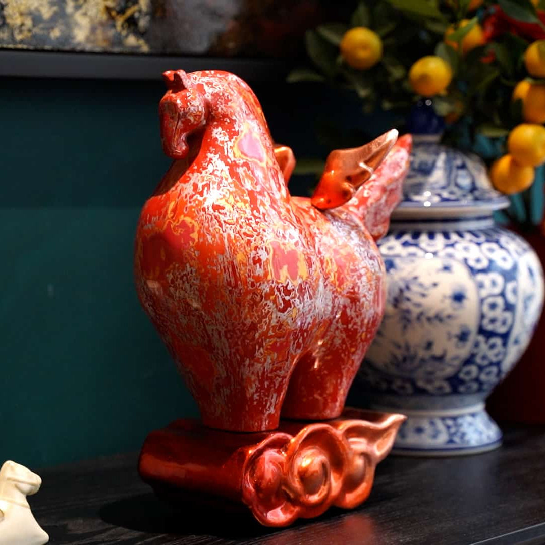 Decorative Lacquer Horse Statue for Home Decor